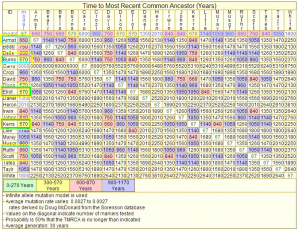 Rutherford, Scot, Ker, Armstrong, Burns DNA distance