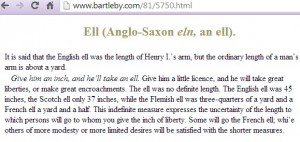 eln is Anglo-Saxon for ell