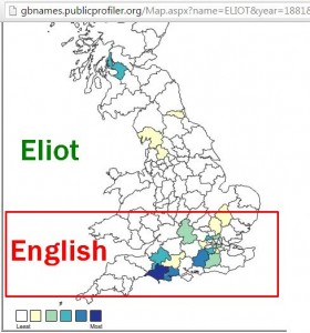 Eliot surname distribution map