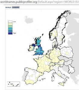 Elliott European surname distribution
