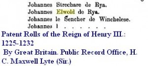 John Elwold Elwald of Rya Rye