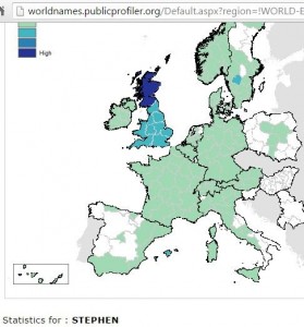 Stephen surname distribution