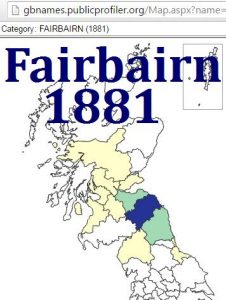 Fairbairn GBname distribution 1881
