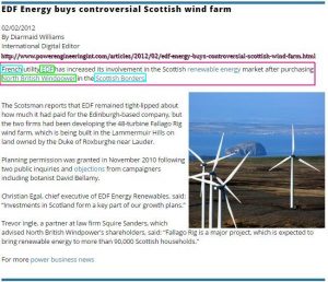 French EDF buys Scottish Borders North British Windpower